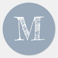Modern Script Monogram Initial Dusty Blue