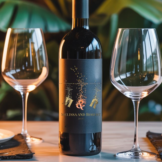 Modern Script Monogram Initial Elegant Chic Trendy Weinetikett (Von Creator hochgeladen)