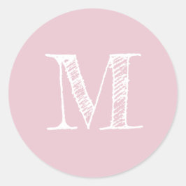 Modern Script Monogram Initial Parfait Pink Runder Aufkleber