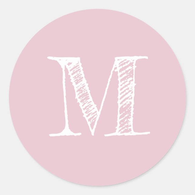 Modern Script Monogram Initial Parfait Pink Runder Aufkleber (Vorderseite)