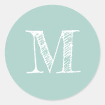 Modern Script Monogram, Initial Pastel Blue Label