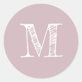 Modern Script Monogram Initial Pastel Lila Label Runder Aufkleber