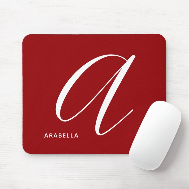 Modern Script Monogram Letter A Red Mousepad (Mit Mouse)