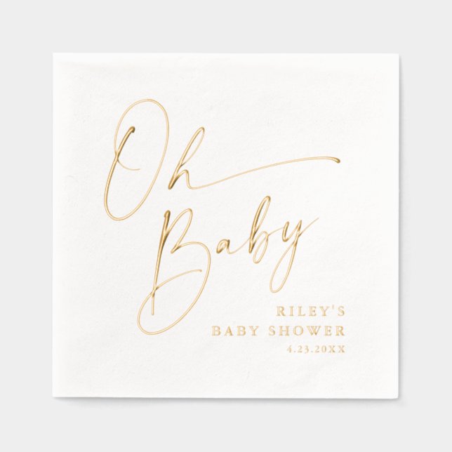 Modern Script Oh Baby Shooter Servietten Mit Folie (Vorderseite)