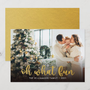 Modern Script Oh What Fun Foto Weihnachtskarte