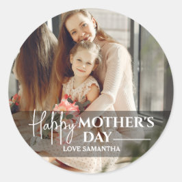 Modern Script Overlay 1 Foto Happy Mothers Day Runder Aufkleber