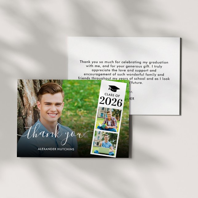 Modern Script Overlay 3 Foto Abschluss Dankeskarte (Von Creator hochgeladen)