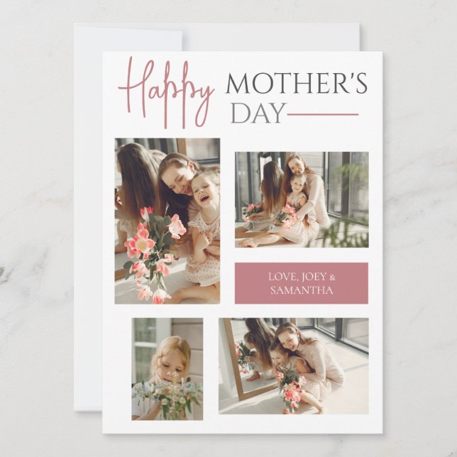 Modern Script Overlay 4 Foto Happy Mothers Day (Vorderseite)