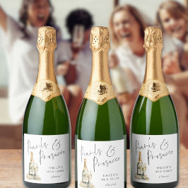 Modern Script Pearls Prosecco Cheers Hen Party