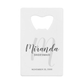 Modern Script Personalisiert Bridesmaid Geldbeutel Flaschenöffner