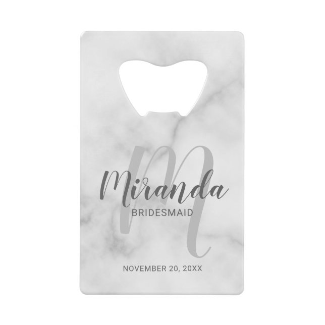 Modern Script Personalisiert Bridesmaid Geldbeutel Flaschenöffner (Vorderseite)