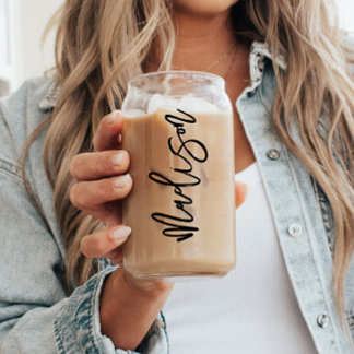 Modern Script Personalisiert Bridesmaid Giftname Dosenglas