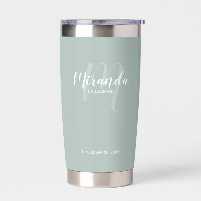 Modern Script Personalisiert Bridesmaid Name Thermobecher (Links)