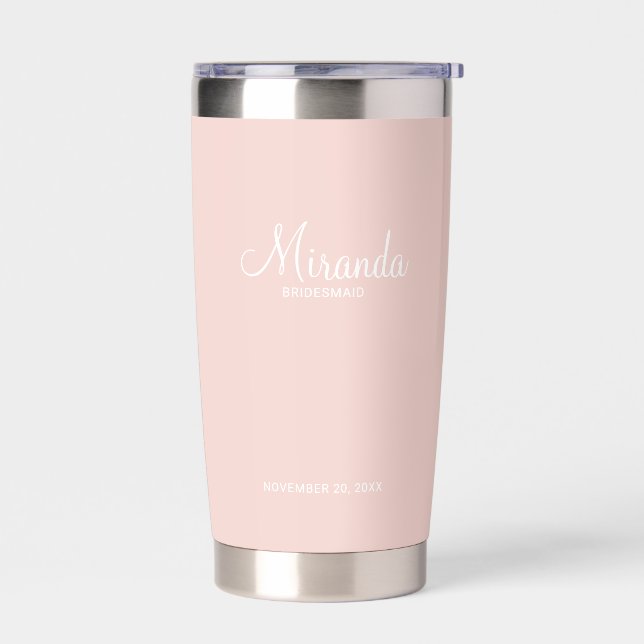 Modern Script Personalisiert Bridesmaid Name Thermobecher (Links)