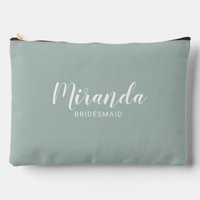 Modern Script Personalisiert Bridesmaid Name Zubehörtasche (Vorderseite)