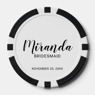 Modern Script Personalisiert Bridesmaid Pokerchips