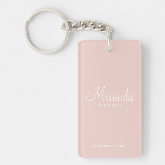Modern Script Personalisiert Bridesmaid Schlüsselanhänger (Vorderseite)