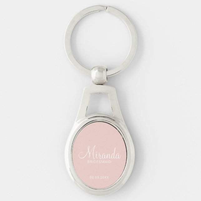 Modern Script Personalisiert Bridesmaid Schlüsselanhänger (Vorderseite)