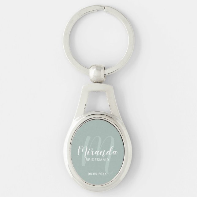 Modern Script Personalisiert Bridesmaid Schlüsselanhänger (Vorderseite)