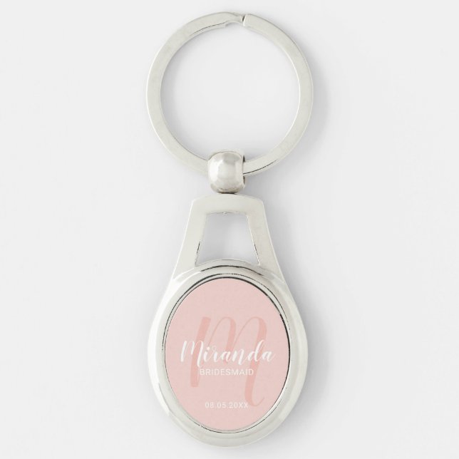 Modern Script Personalisiert Bridesmaid Schlüsselanhänger (Vorderseite)