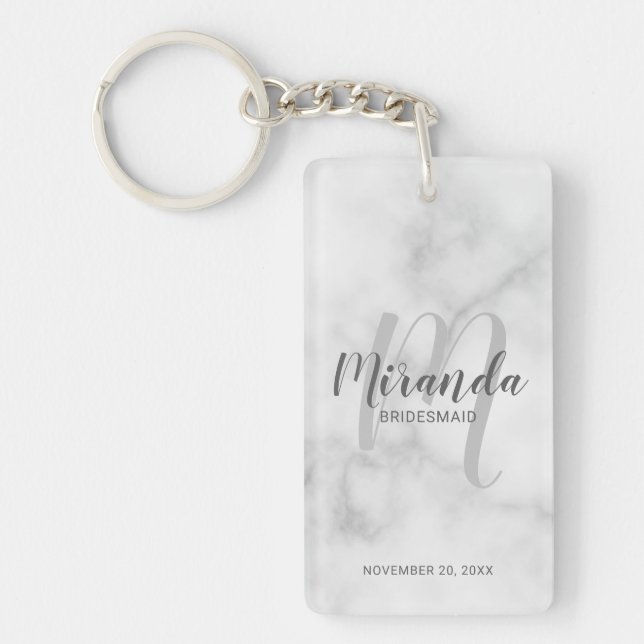 Modern Script Personalisiert Bridesmaid Schlüsselanhänger (Vorderseite)