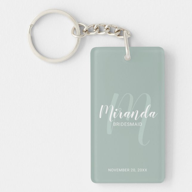 Modern Script Personalisiert Bridesmaid Schlüsselanhänger (Vorderseite)