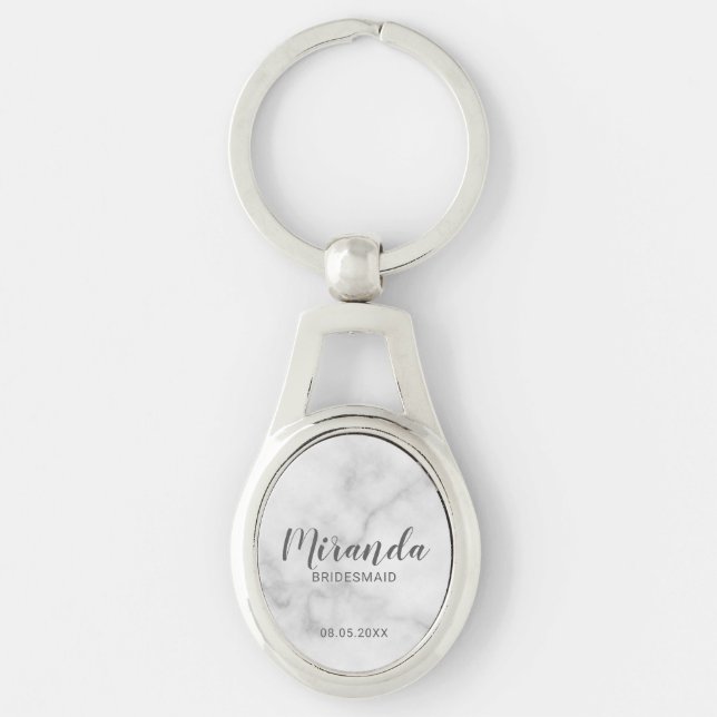 Modern Script Personalisiert Bridesmaid Schlüsselanhänger (Vorderseite)