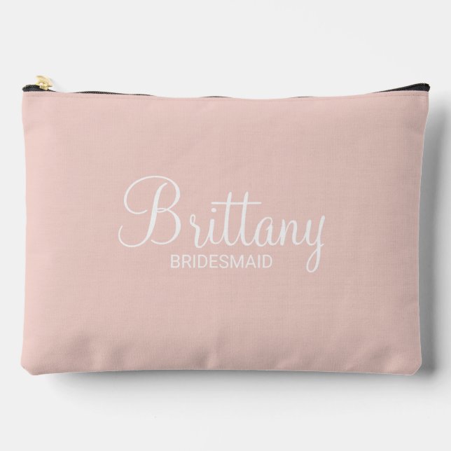 Modern Script Personalisiert Bridesmaid Zubehörtasche (Vorderseite)
