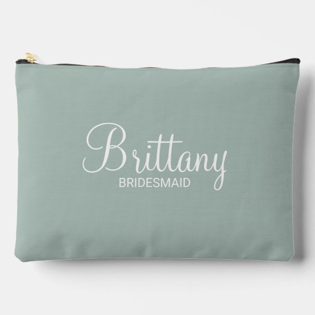 Modern Script Personalisiert Bridesmaid Zubehörtasche (Vorderseite)