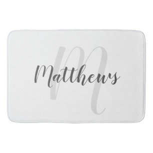 Modern Script Personalisiert Monogram und Familien Badematte
