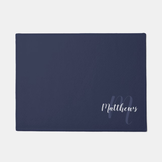 Modern Script Personalisiert Monogram und Familien Fußmatte (Vorderseite)