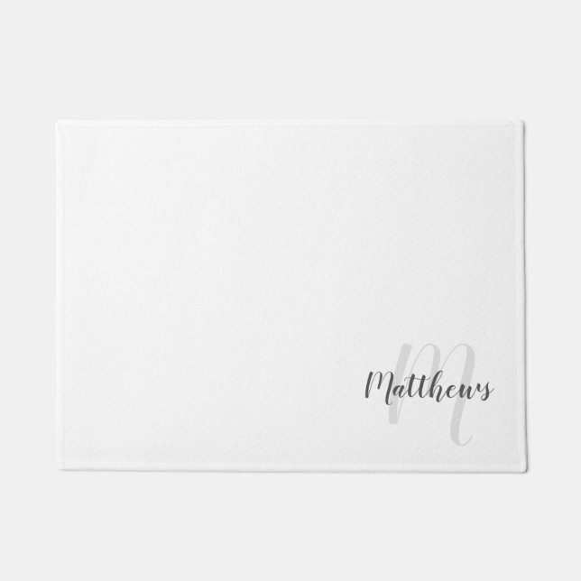 Modern Script Personalisiert Monogram und Familien Fußmatte (Vorderseite)