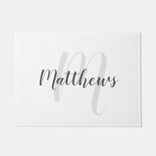 Modern Script Personalisiert Monogram und Familien Fußmatte