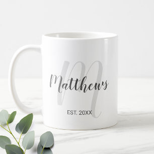 Modern Script Personalisiert Monogram und Familien Kaffeetasse