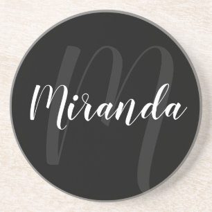 Modern Script Personalisiert Monogram und Name Bla Getränkeuntersetzer