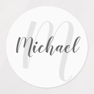 Modern Script Personalisiert Monogram und Name Etiketten