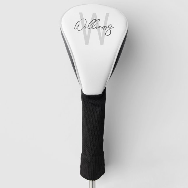Modern Script Personalisiert Monogram und Name Golf Headcover (Vorderseite)