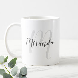 Modern Script Personalisiert Monogram und Name Kaffeetasse