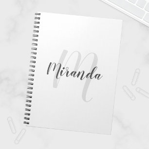 Modern Script Personalisiert Monogram und Name Notizblock