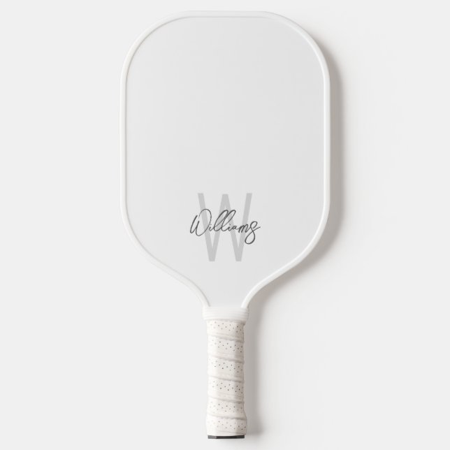 Modern Script Personalisiert Monogram und Name Pickleball Schläger (Vorderseite)