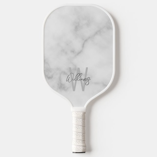 Modern Script Personalisiert Monogram und Name Pickleball Schläger (Vorderseite)