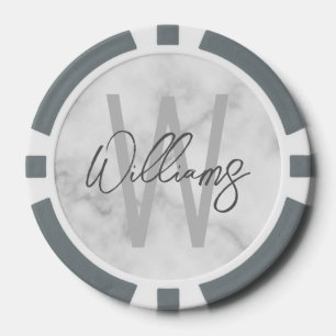 Modern Script Personalisiert Monogram und Name Pokerchips