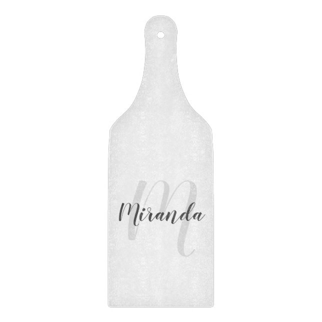 Modern Script Personalisiert Monogram und Name Schneidebrett (Vorderseite)