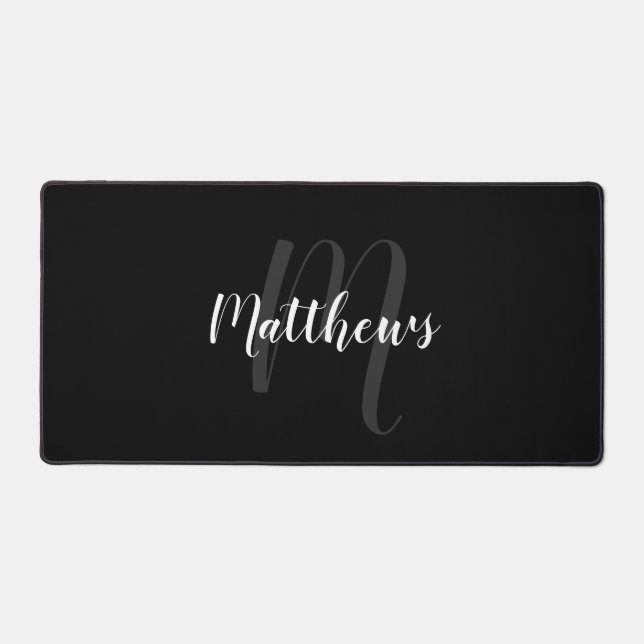 Modern Script Personalisiert Monogram und Name Schreibtischunterlage (Vorderseite)
