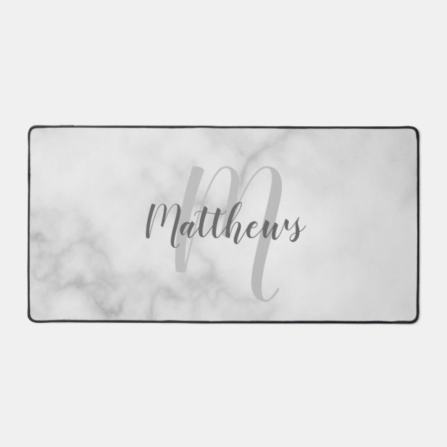 Modern Script Personalisiert Monogram und Name Schreibtischunterlage (Vorderseite)