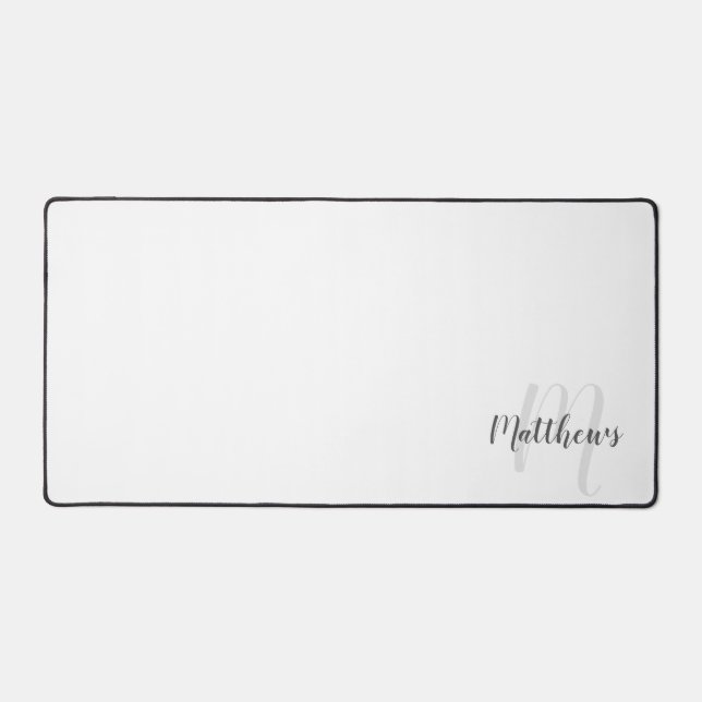 Modern Script Personalisiert Monogram und Name Schreibtischunterlage (Vorderseite)