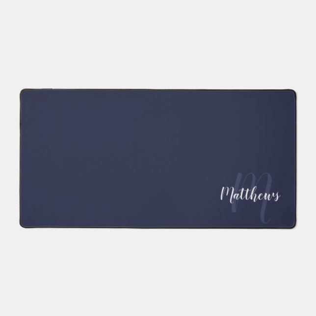 Modern Script Personalisiert Monogram und Name Schreibtischunterlage (Vorderseite)