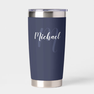 Modern Script Personalisiert Monogram und Name Thermobecher