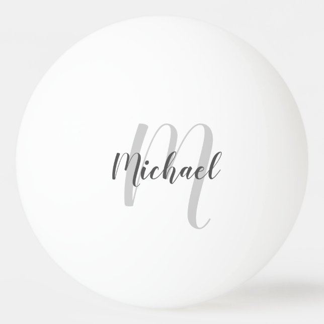 Modern Script Personalisiert Monogram und Name Tischtennisball (Vorderseite)