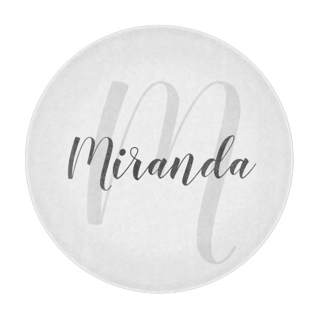 Modern Script Personalisiert Monogramm und Name Schneidebrett (Vorderseite)